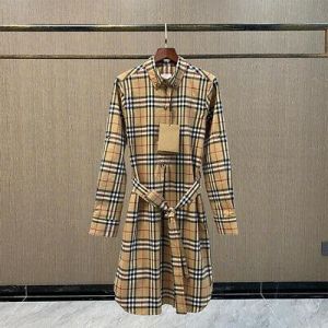 2021 NWT Women's Burberry Taupe Brown Check Belted Shirt Dress Size:S/M/L/XL
