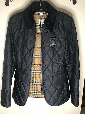 burberry ongar equestrian quilted jacket navy womens xs new